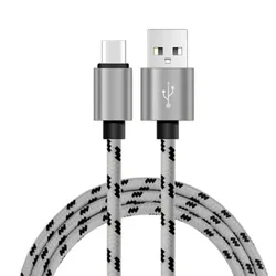 Premium Nylon Braided USB Type C Fast Charging Cable - 3A Data Sync, 2M/3M Length for Android Mobile Phones (Grey)