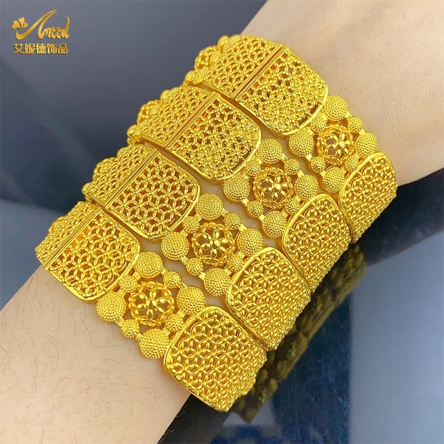 ANIID Luxury African Charm 24k Gold Plated Bangles For Women Arabic Bridal Dubai Indian Bracelet Nigerian Wedding Jewelry Party 1