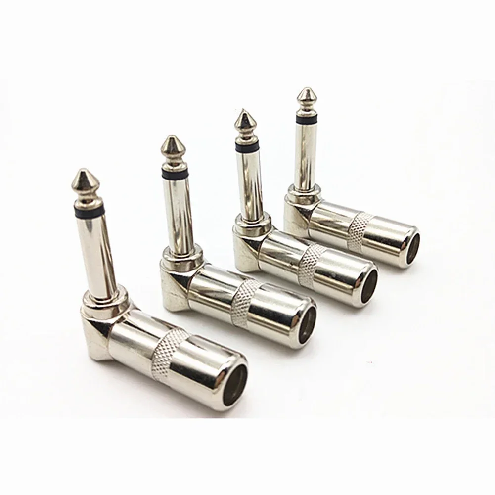 6.35mm Right Angle Male Stereo Mono Plug Guitar Cable Audio Connector 4Pcs Right Angle Guitar Plug Adapter Connector guitar plug adapter
