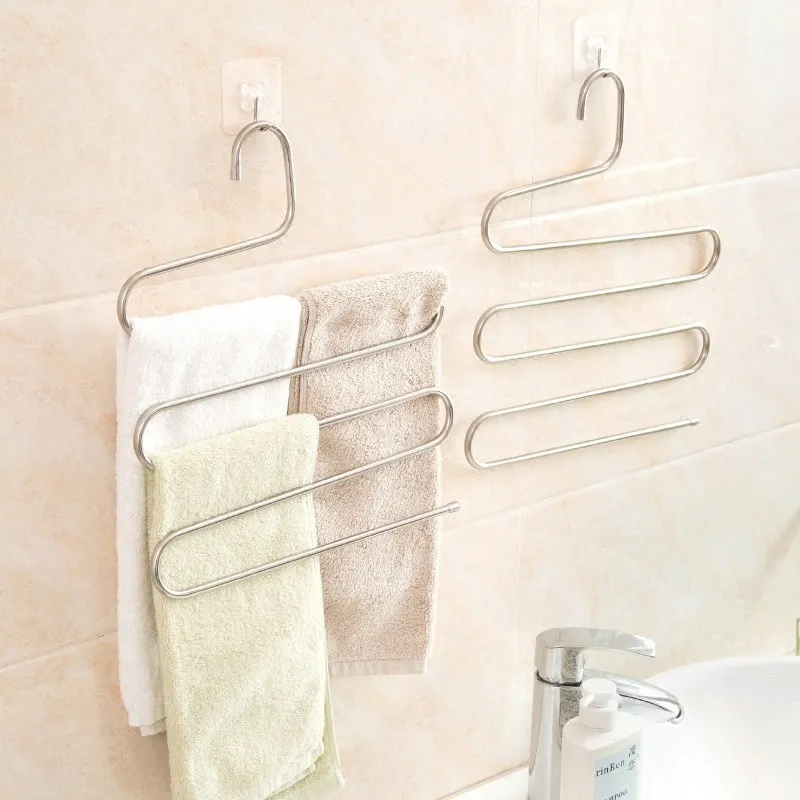Rack trouser Pants Closet Hangers Clothes Stainless Steel Organizer Multilayer S type Multi functional Storage drying Shape clothes hanger clothes rack pants rack trousers clip