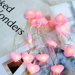 Romantic LED Heart String Lights - Indoor Fairy Lighting for Valentine's & Home Decor (Pink)