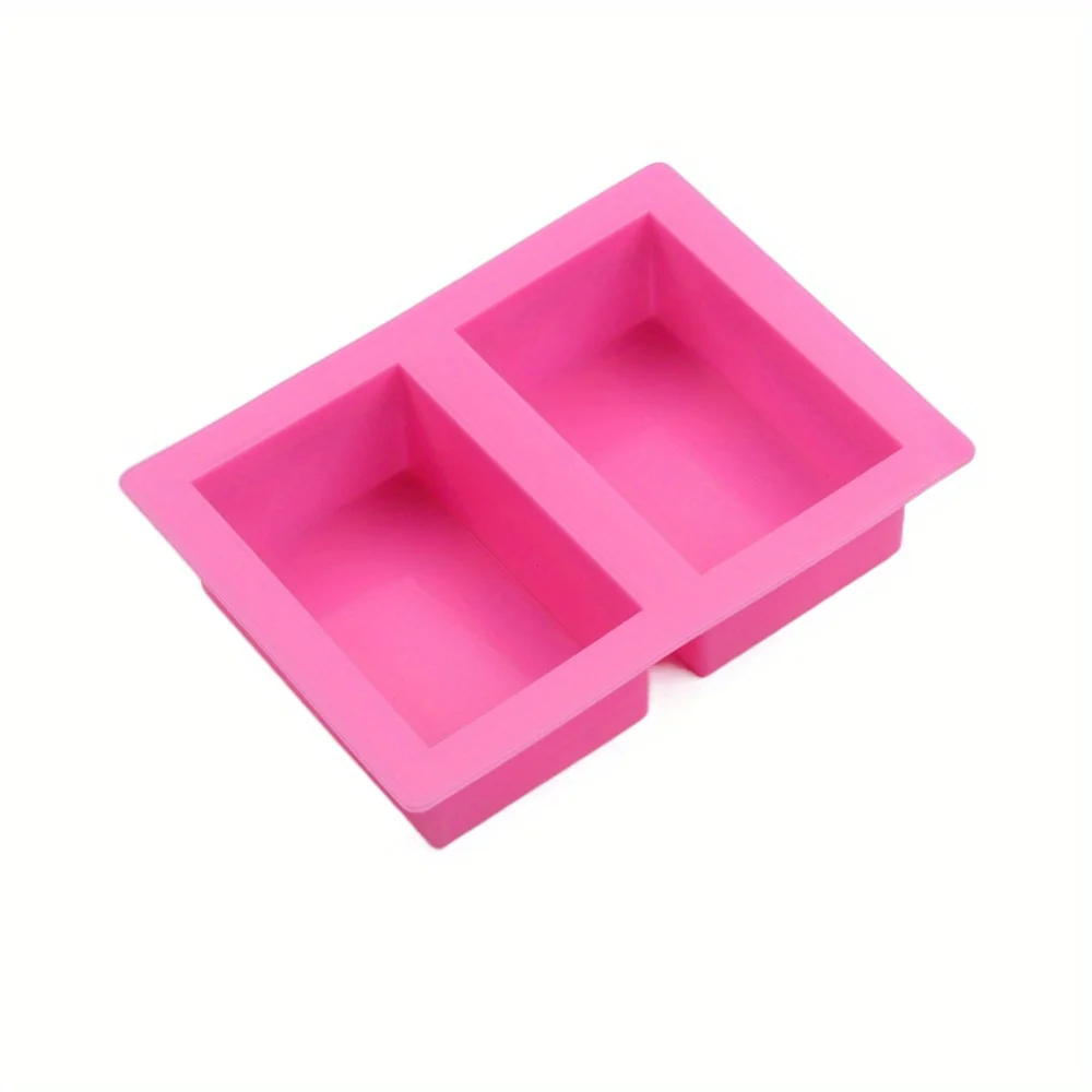 Silicone Mold 1pc Rectangle Silicone Soap Mold 4 Oz Thick Rectangular Resin Candle Mold 2-Cavity Toast Cake Pastry Baking Tool