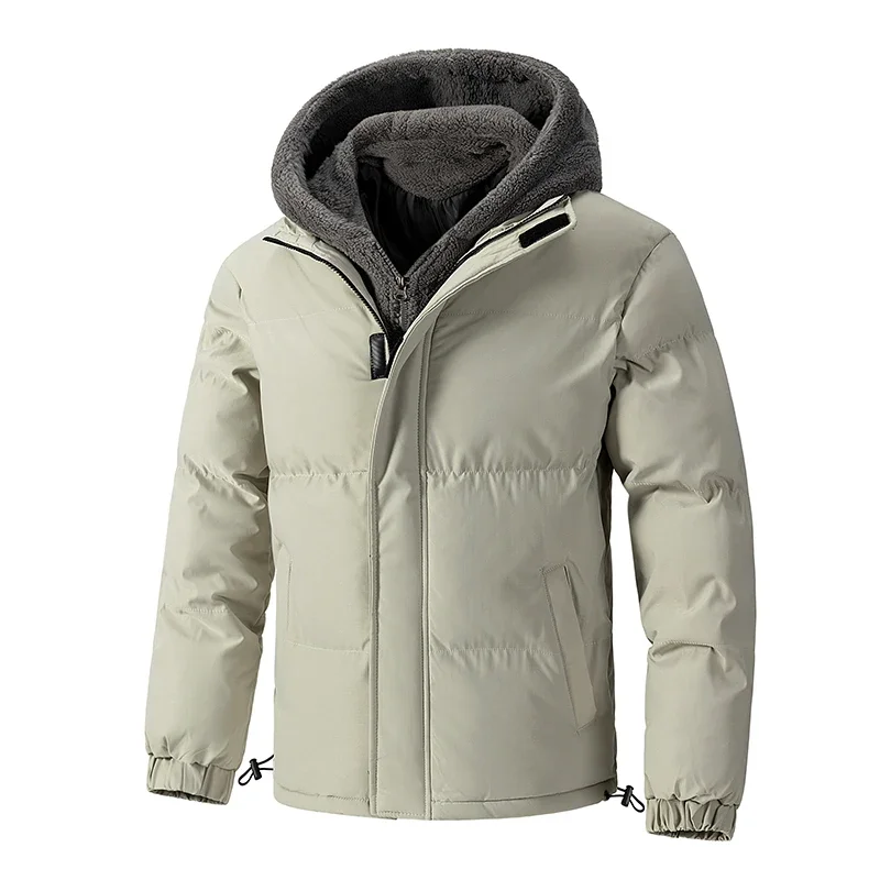 8XL puffer jacket mens thick warm plus size winter jacket men cotton fleece padded hooded parkas fake two piece coats outwear cotton jacket parkas coat parka coat puffer jacket