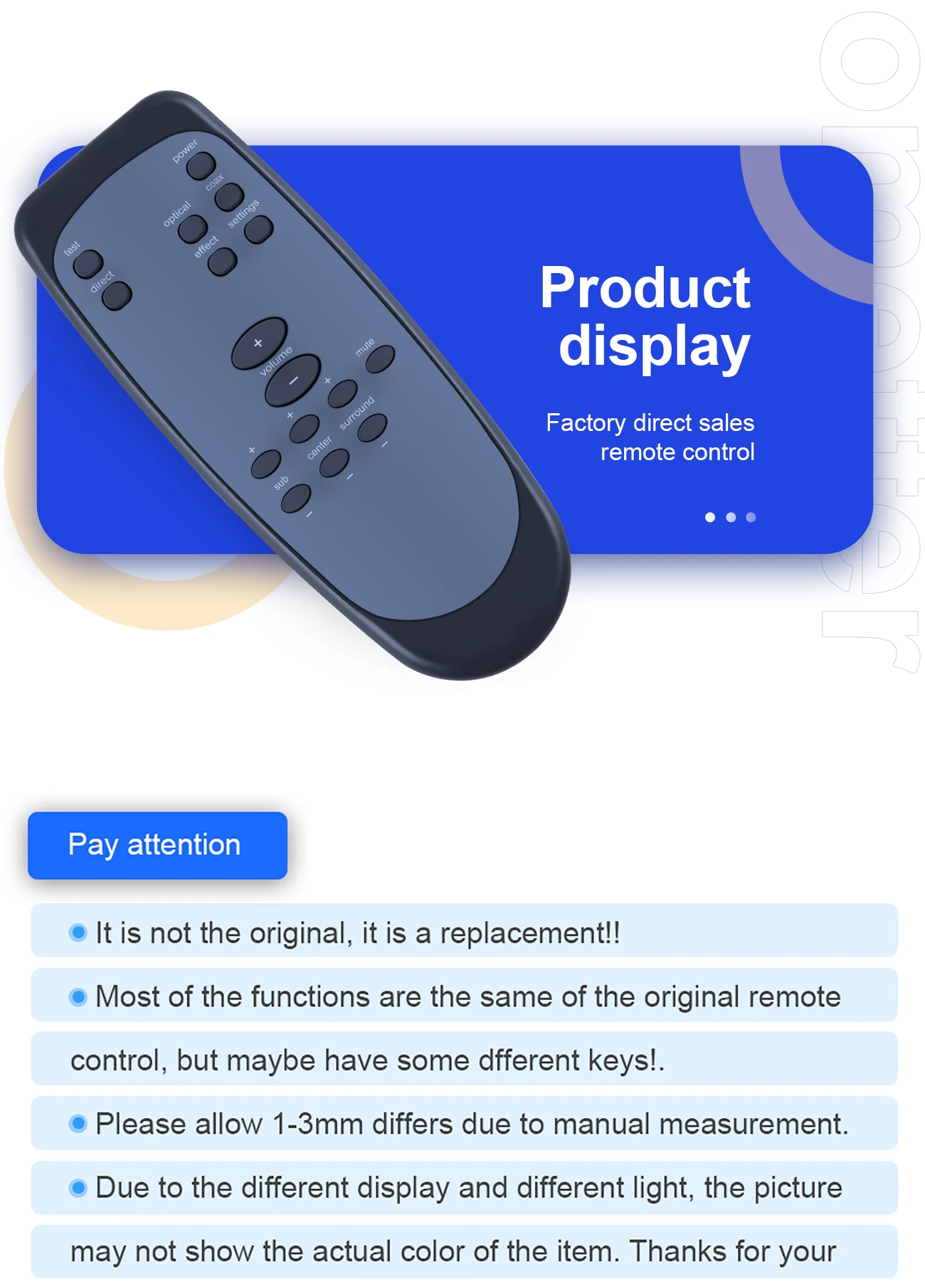 Description Picture 3 of itemfor Logitech Z5500 Z-5500 Z5450 Z-5450 Z680 Computer System Speaker Controller Remote Control