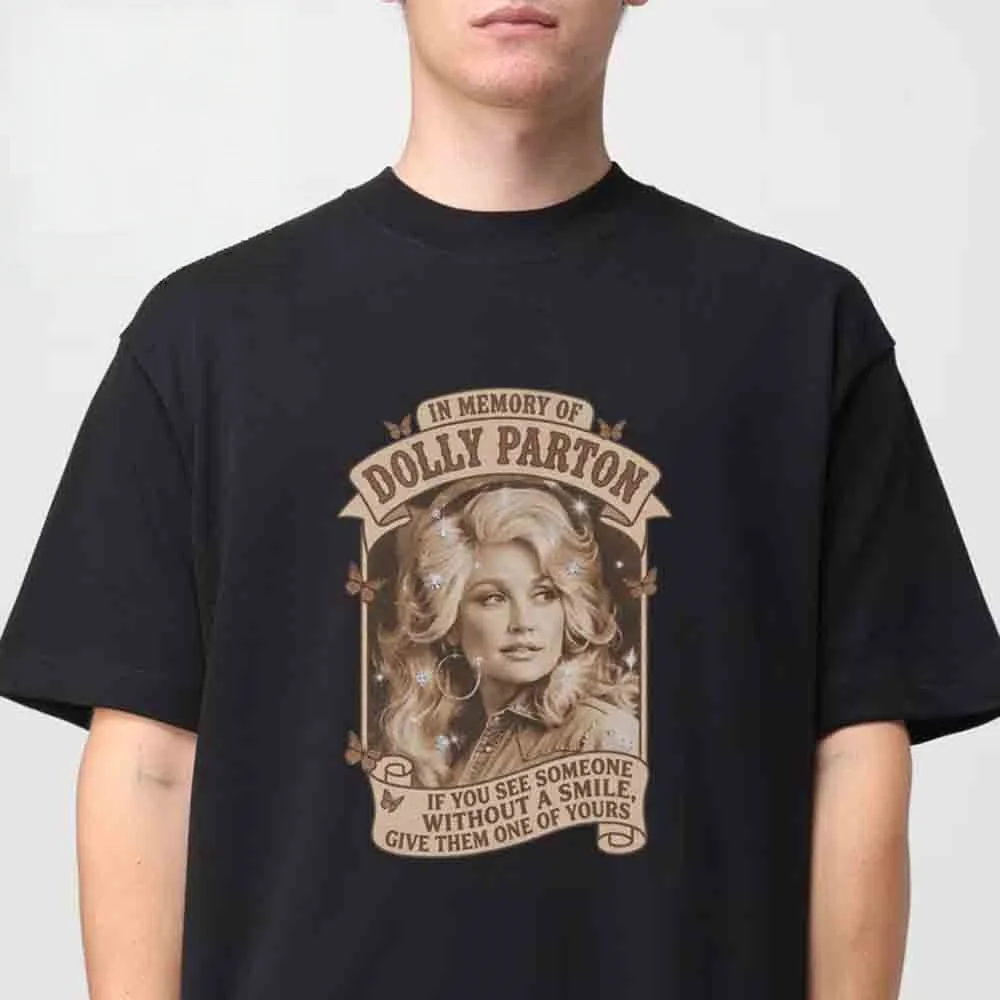 2026 Dolly Parton Gedenkdruck T-Shirt für Männer und Frauen Sommer Baumwollkleidung Mode Übergroßes Kurzarm-Oberteil Streetwear