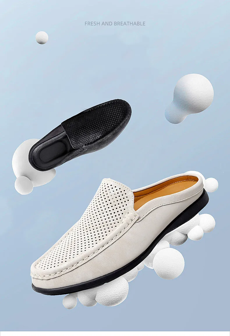Half Loafers Breathable Moccasins Men's Slip on Casual Shoes Flat