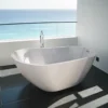 Glossy Acrylic Freestanding Soaking Bathtub with Chrome Overflow and Drain 2