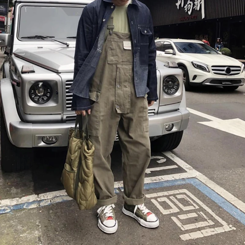 Coveralls Oversized Men Jumpsuit Pocket Big Pockets Cargo Work Pants Trendy Sleeveless Men Pants Summer Clothes