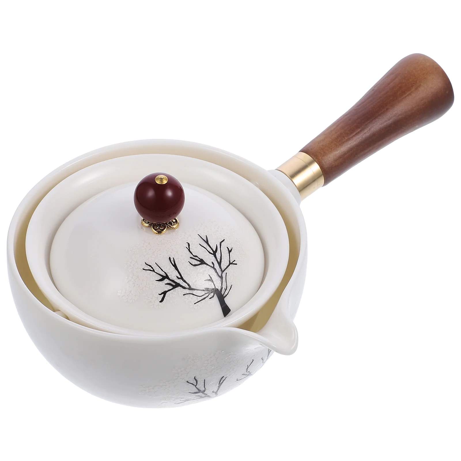 

Upkoch Tea Set Tea Maker Ceramic Teapot Wooden Handle Cat Pattern Porcelain Teapot Japanese Teapot Tea Ware Loose Leaf Tea Set