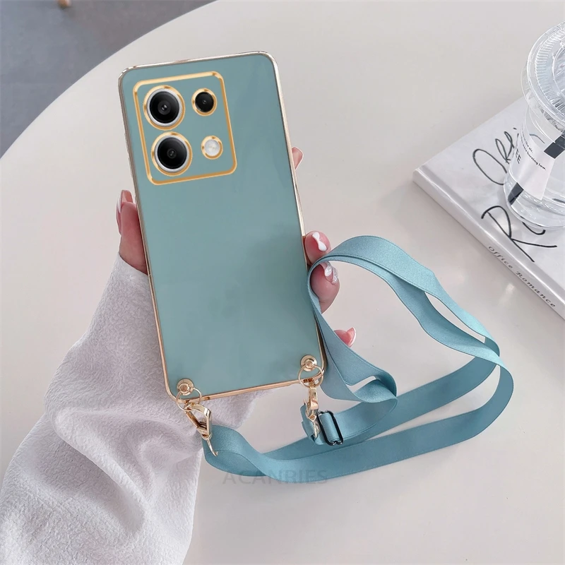Sleek Crossbody Lanyard Plating Case - Silicone Back Cover