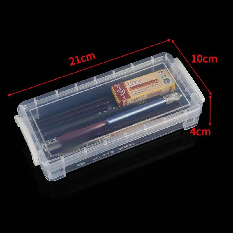1PC Plastic Transparent Pencil Case Large Capacity Simple Double Buckle Box Sketch Art Box For School Stationery pencil cases,stationery box