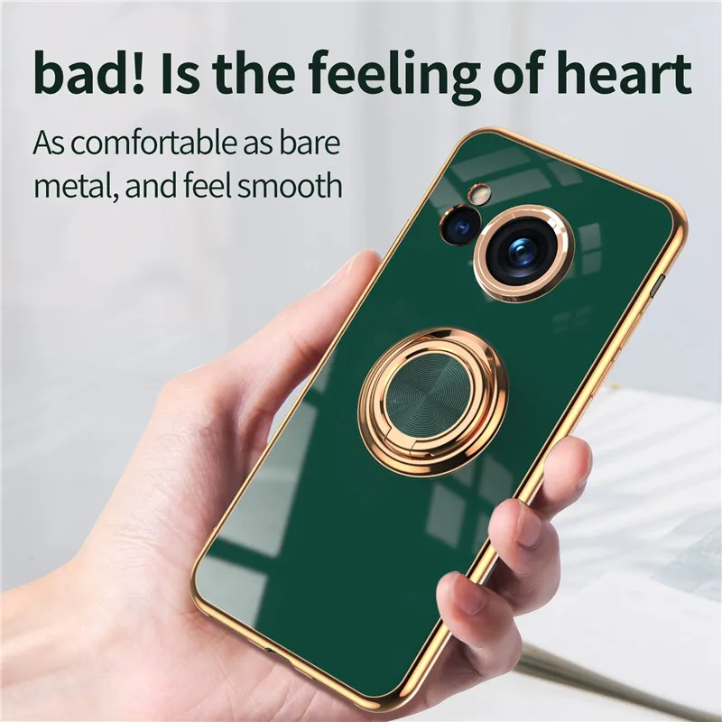 Magnetic 6D Plating Silicone TPU Case with Ring and Stand