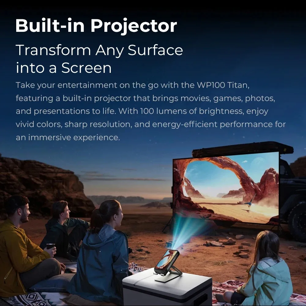 Oukitel Rugged Smartphone WP100 TITAN Built-in Projector 1200-Lumen Camping Light 33000mAh 16GB+512GB 200MP Cell Phone NFC