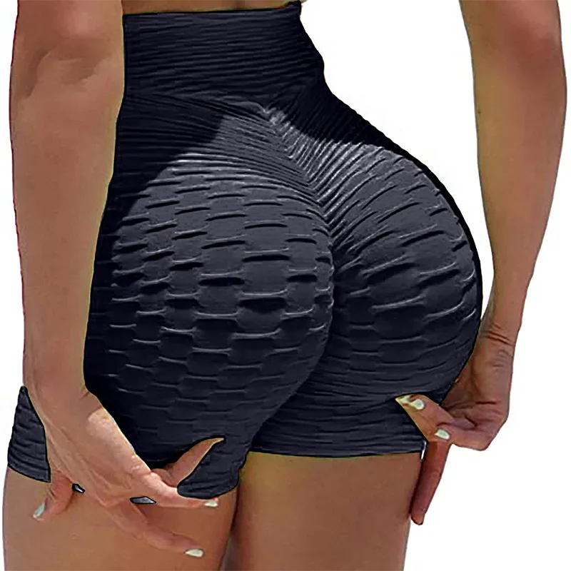 

Summer Jacquard Bubble Yoga Shorts Women Slim Sports Fitness Fashion Female Clothing Causal Soft Solid