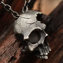 Retro Half Skull Necklace Pendant Antique Silver Plated Alloy Trendy Vintage Gothic Jewelry Choker Bronze Skeleton Necklaces