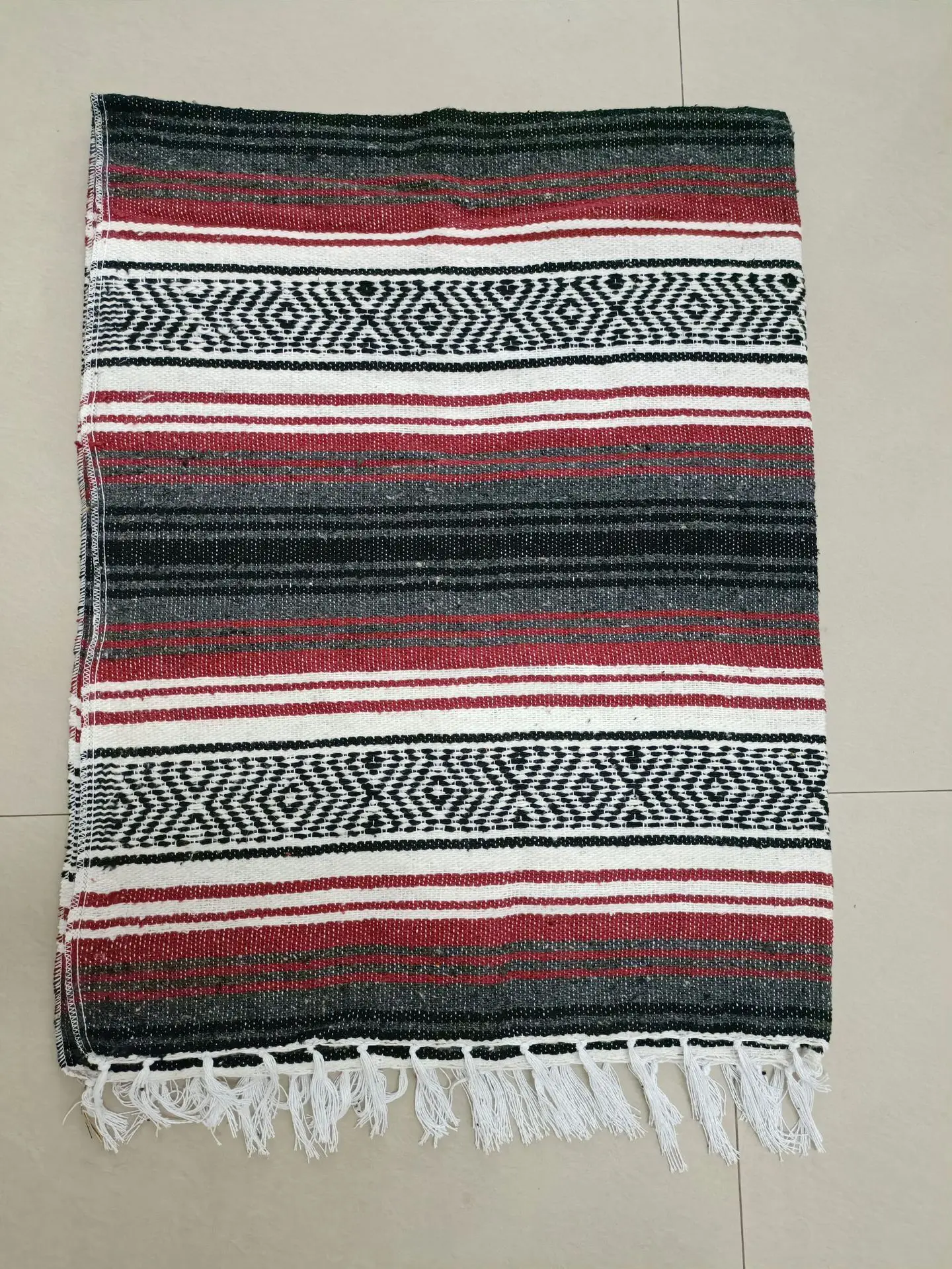 Mexican Blanket Travel Striped Rainbow Beach Blankets Mat for Beds Outdoor Picnic Sofa Cover with Tassel 6