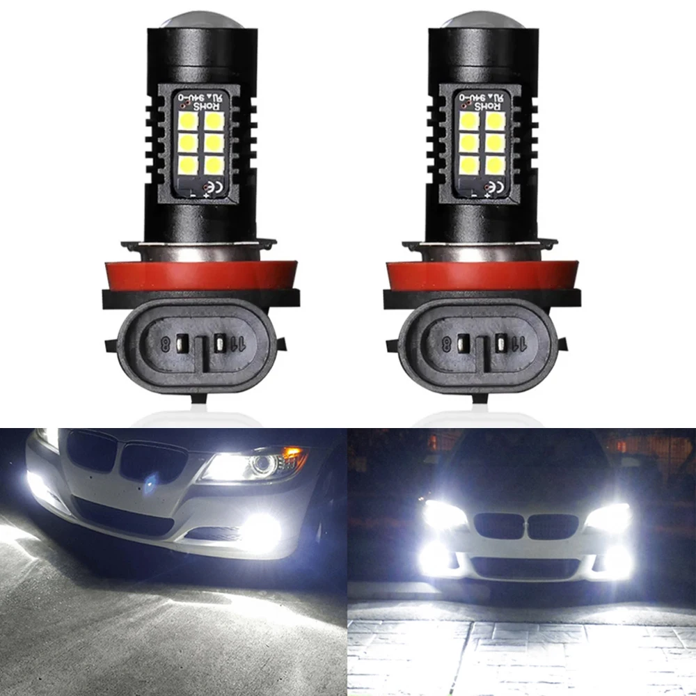 2개 H7 H4 H8 H11 LED 안개등 전구 HB4 9006 HB3 9005 6000K 백색 자동차 주행등 3030SMD 자동차 LED 라이트 12V 24V