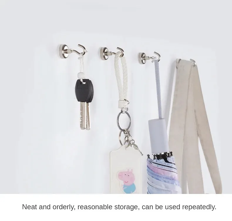 1-8PCS Strong Neodymium Magnetic Hook Hold Up To 12kg 5Pounds Diameter 20mm Magnets Quick Hook for Home Kitchen Workplace Etc