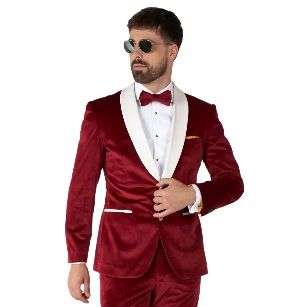Men's Solid Blazer Suit Slim Tuxedo Coat+Pants Evening Party Wedding Formal Sets 