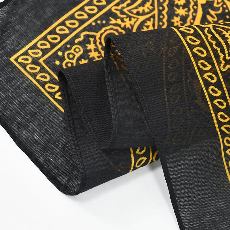 Schwarz Beliebte Hip Hop Gedruckt Cashew Blume Bandana Männer Frauen Outdoor Stirnbänder Quadratische Schals Jungen/Mädchen Haar Zubehör geschenk – Detail 8