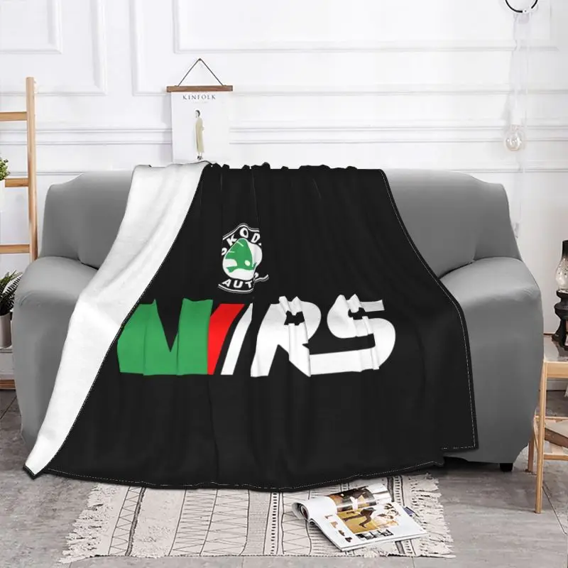 Skoda Rs Vrs Motorsport Graphicorrally Wrc Racing Blanket Thick Textile Anti-Pilling Bedding Travel Machine Washable