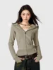 Slim and thin sweet and cool versatile hooded short sweater solid color American basic casual jacket women's autumn 5