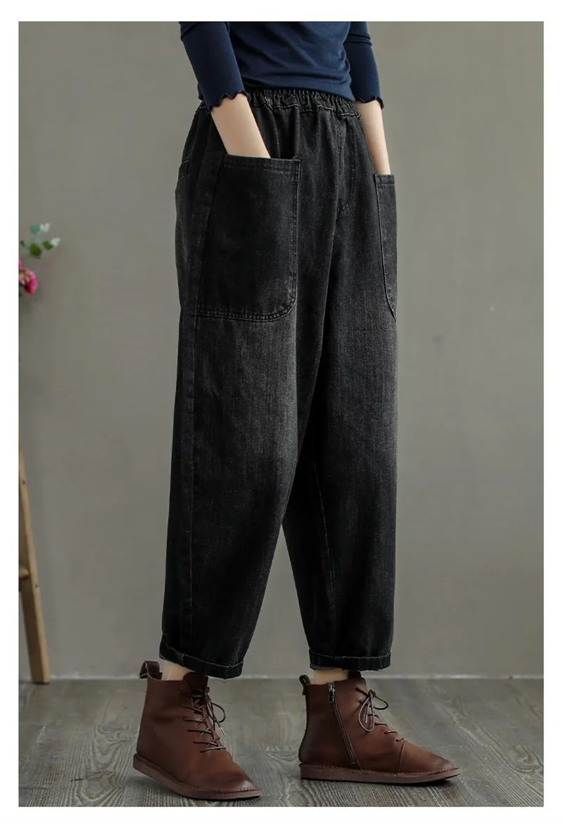 jeans women 2022 Women New Big Pocket Denim Daddy Pants Women Spring Autumn Korean Straight-Leg Pants Female High Waist Harem Pants Trousers jeans pant