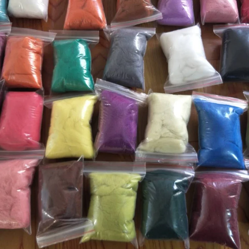 36Colors/Set Wool Fibre Wool Yarn Roving For Needle Felting materials Dinosaur Wool Felt Craft DIY Material Bag Pack 3