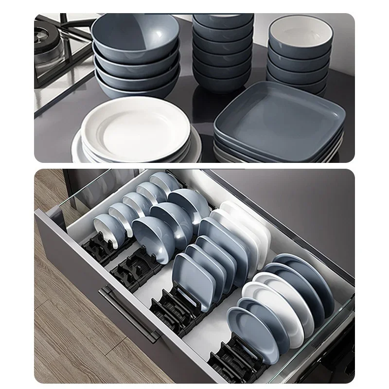 Adjustable Aluminum ABS Kitchen Dish Rack Cabinet Storage