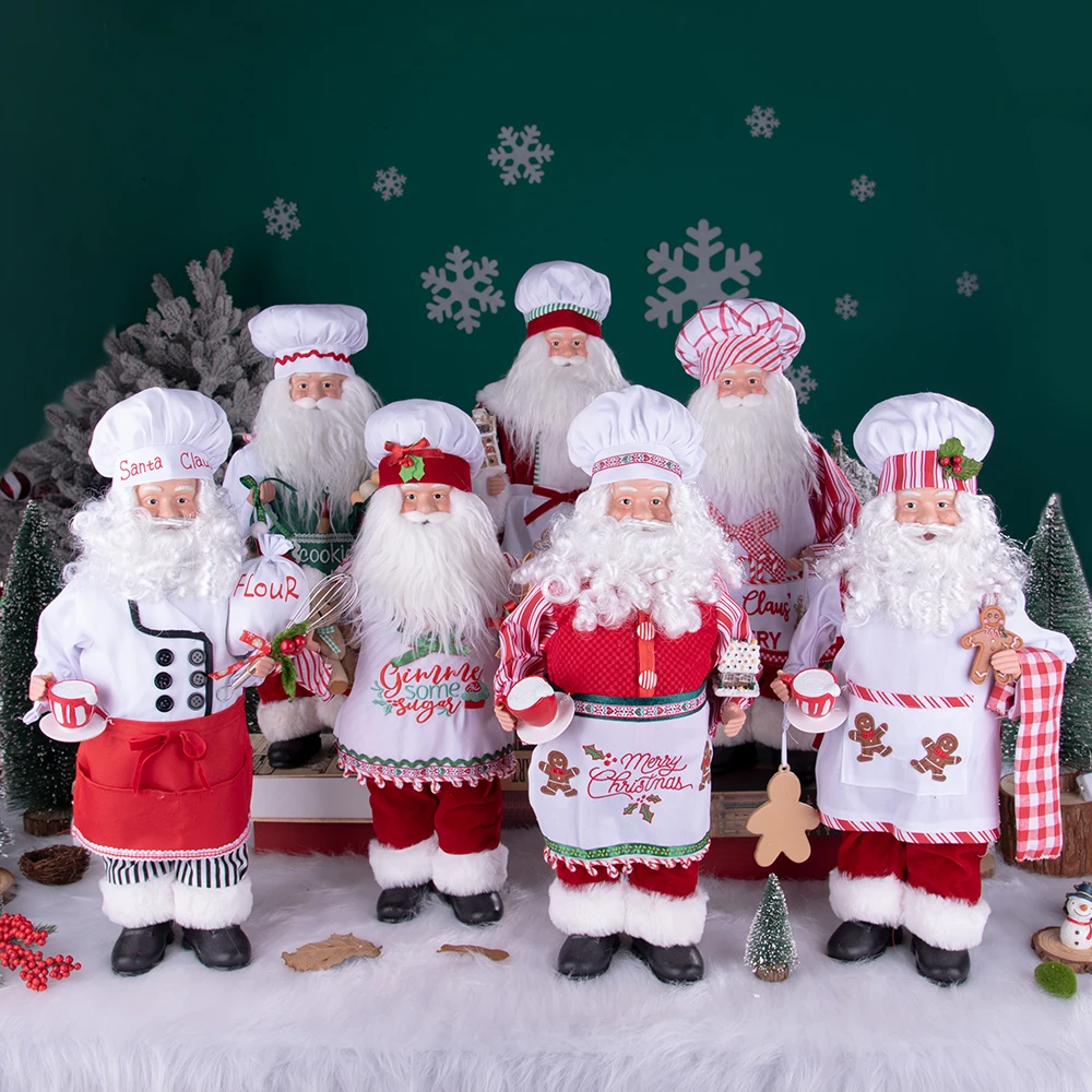 Christmas Holiday Party Supplies Santa Claus Cook 19" Adorable Gingerbread House Chef Santa Claus Doll For Kitchen Decorations christmas tree decoration santa claus doll