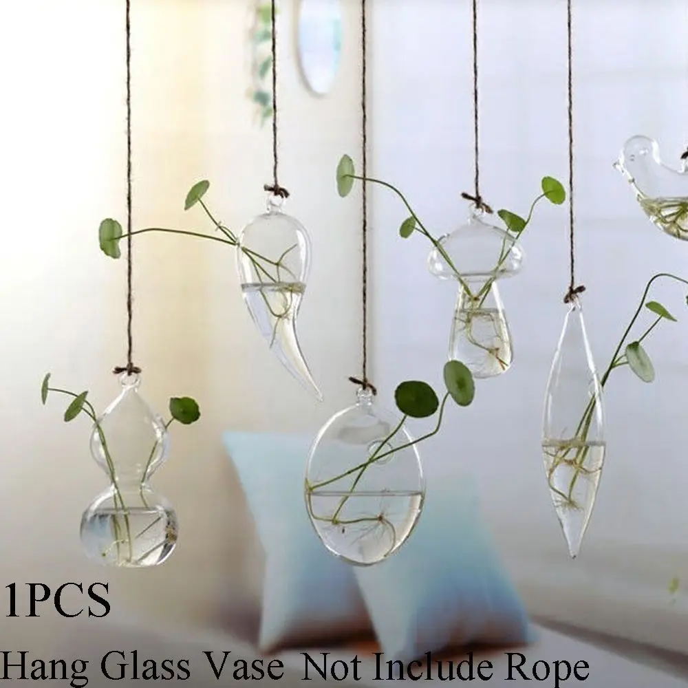 Elegant Hanging Glass Terrarium Vase for Hydroponic Plants and Home Decor