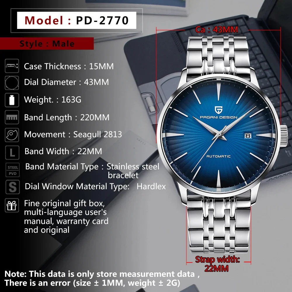 PAGANI DESIGN Classic Style Mechanical Watch for Men Seagull Movt Automatic 30M Waterproof Business Male Wristwatch Sport Clock mechanical watch