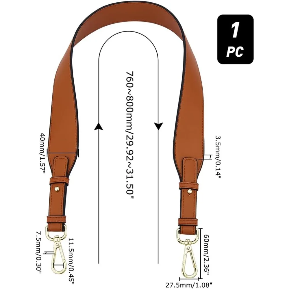 Wide Purse Shoulder Strap Replacement, 31.5 Inch PU Leather Handbag Strap Clutch Bag Handles Shoulder Bag with Alloy