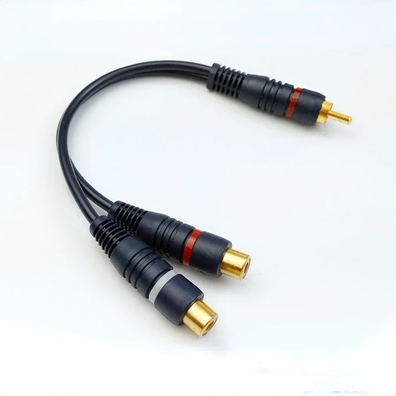 2 RCA To 1 RCA Female To Male To Female Splitter Cable Audio Splitter Distributor Converter Speaker Gold Cable 6