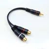 2 RCA To 1 RCA Female To Male To Female Splitter Cable Audio Splitter Distributor Converter Speaker Gold Cable 6