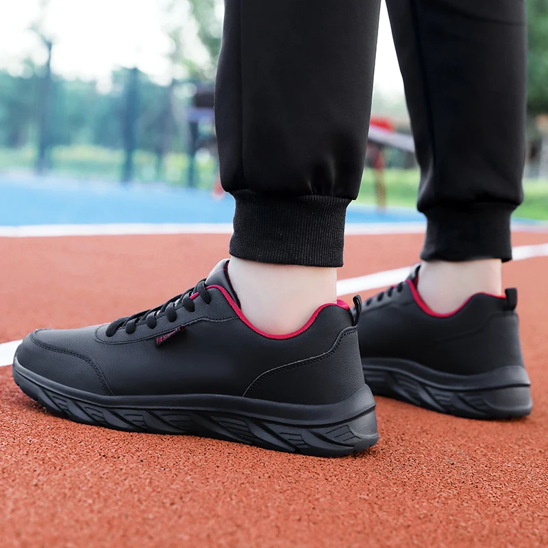 Running Shoes Men Sneakers Black Sport Shoes for Men Running Ultralight PU Leather Waterproof Athletic
