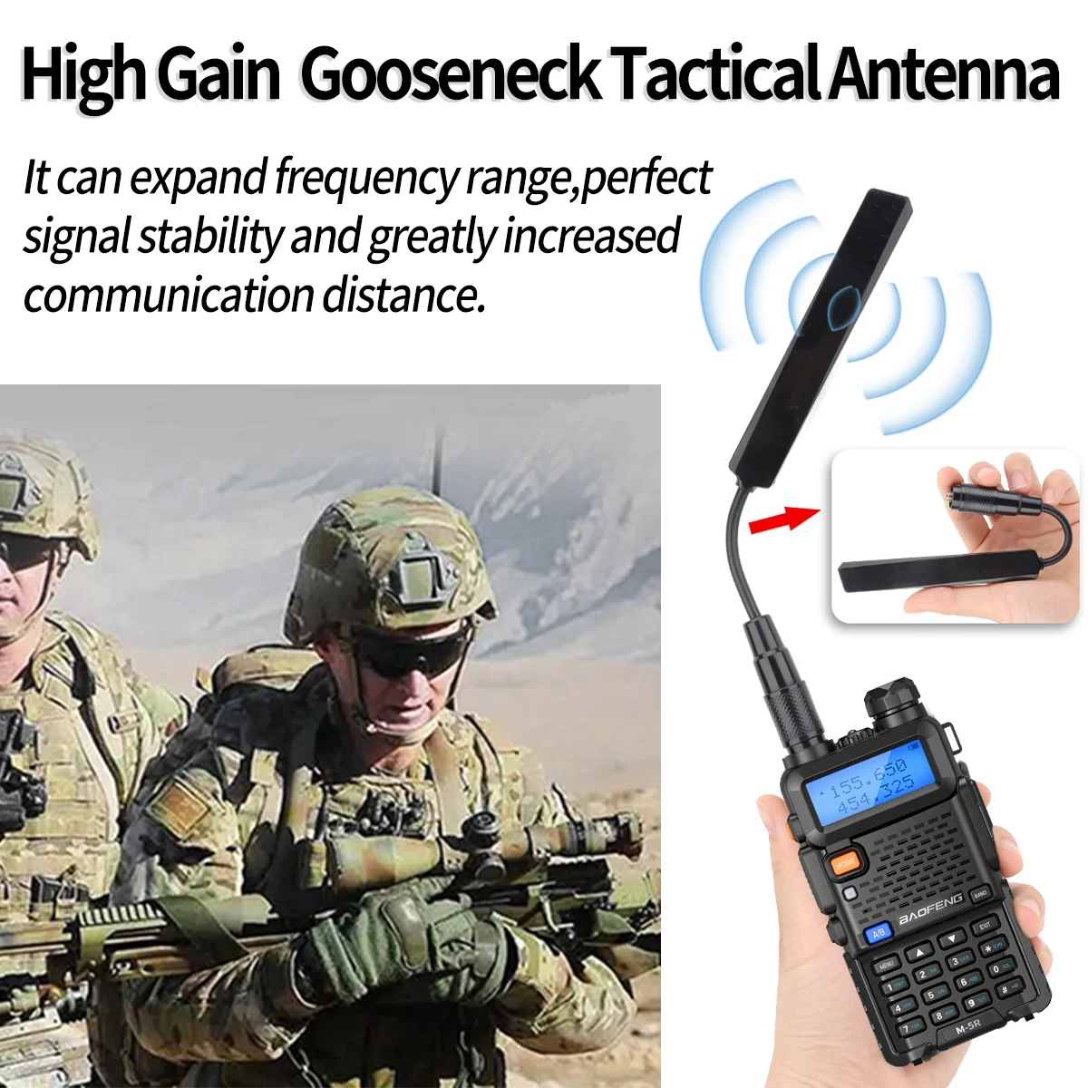 Tactical Antenna Gooseneck SMA-Female VHF UHF for Baofeng UV-5R MINI UV-5RH 21 PRO QUANSHEGN UV-K5K6 Walkie Talkie