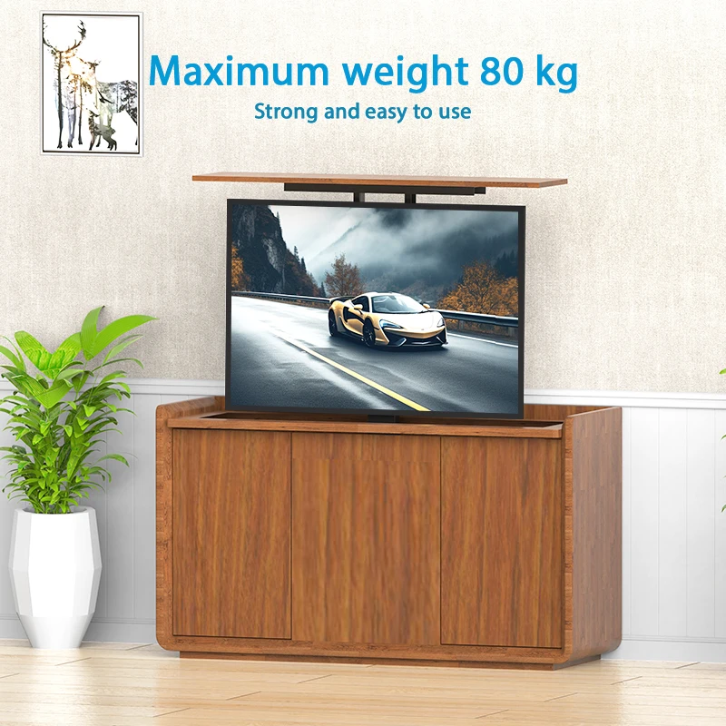 32-75 Inch Motorized Hidden Vertical Height Adjustable TV Lift /Remote Control Smart Electric Up And Down Cabinet TV Stand