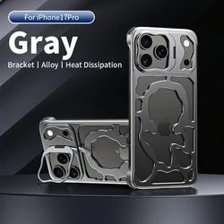 Enhanced Magnetic Metal Phone Case with Breathable, Heat - Dissipating Design & Convenient Stand Feature - iPhone 17 Pro (GRAY)