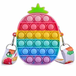 Sac à bandoulière en forme d'ananas arc en ciel, sacoche à bulles, cadeau de fête, tdah, anxiété, soulagement du Stress 