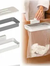  1pc Kitchen Cabinet Door Basket Hanging Trash Can Waste Bin Garbage Bag Holder Portable Kitchen Trash Bag Holder Kitchen Gadgets 