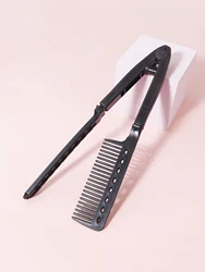 Professional V - Shaped Straightening Brush for Salons and Real Hair Wigs (Black)