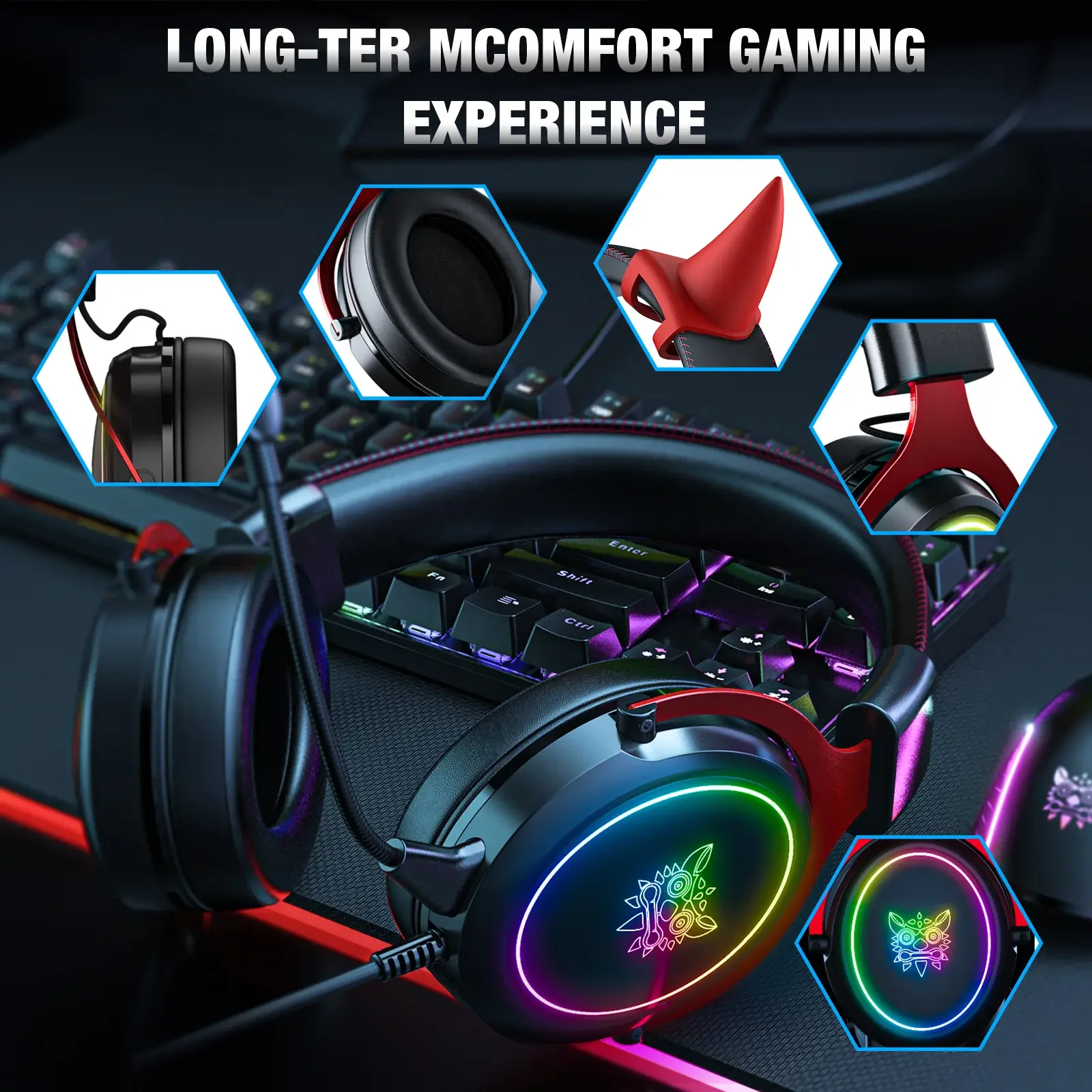 سماعات رأس للألعاب RGB سلكية