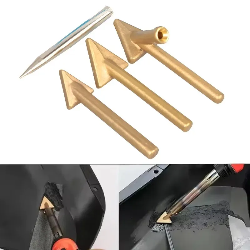 Car Bumper Plastic Repair Tool Kit Electric Soldering Iron Leveling Tip Welding Triangle Copper Head for Auto Bumper Maintenance