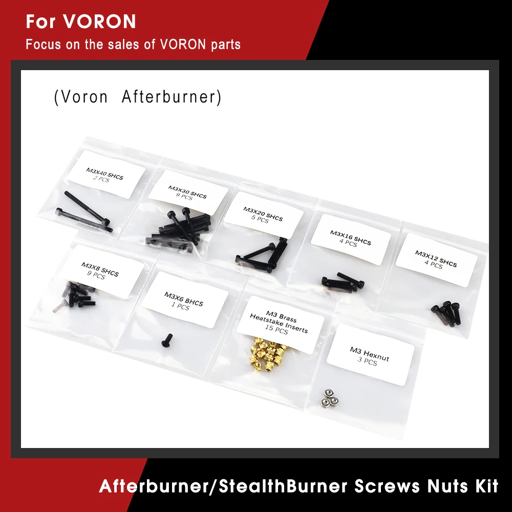 Voron 3d Impressora Atualização Afterburner Stealthburner Faça Você Mesmo Projeto Prendedores Parafusos Porcas Kit Completo