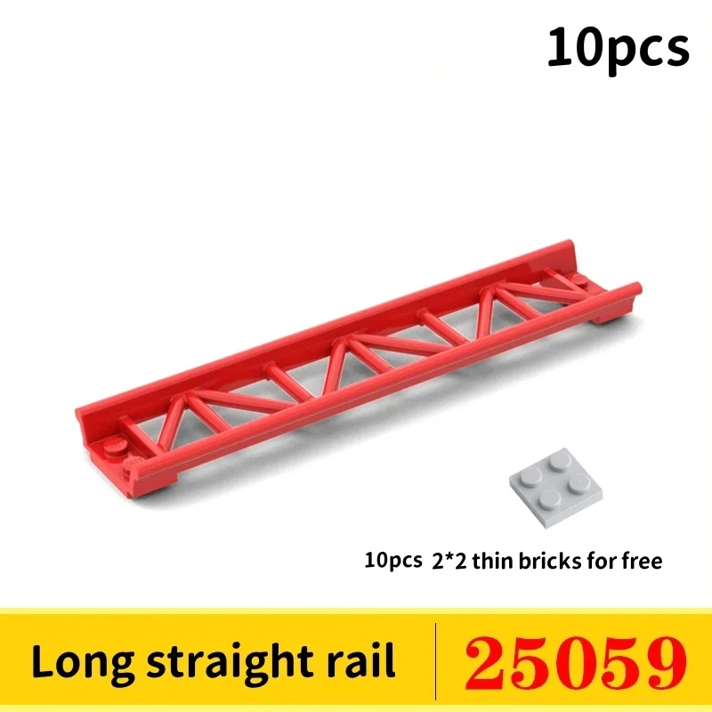 10PCS Achterbahn Track Schienen MOC Bausteine Kompatibel 26022/25059/25061/34738 Modell Eisenbahn Stadt Zug Technische Teile – Detail 5