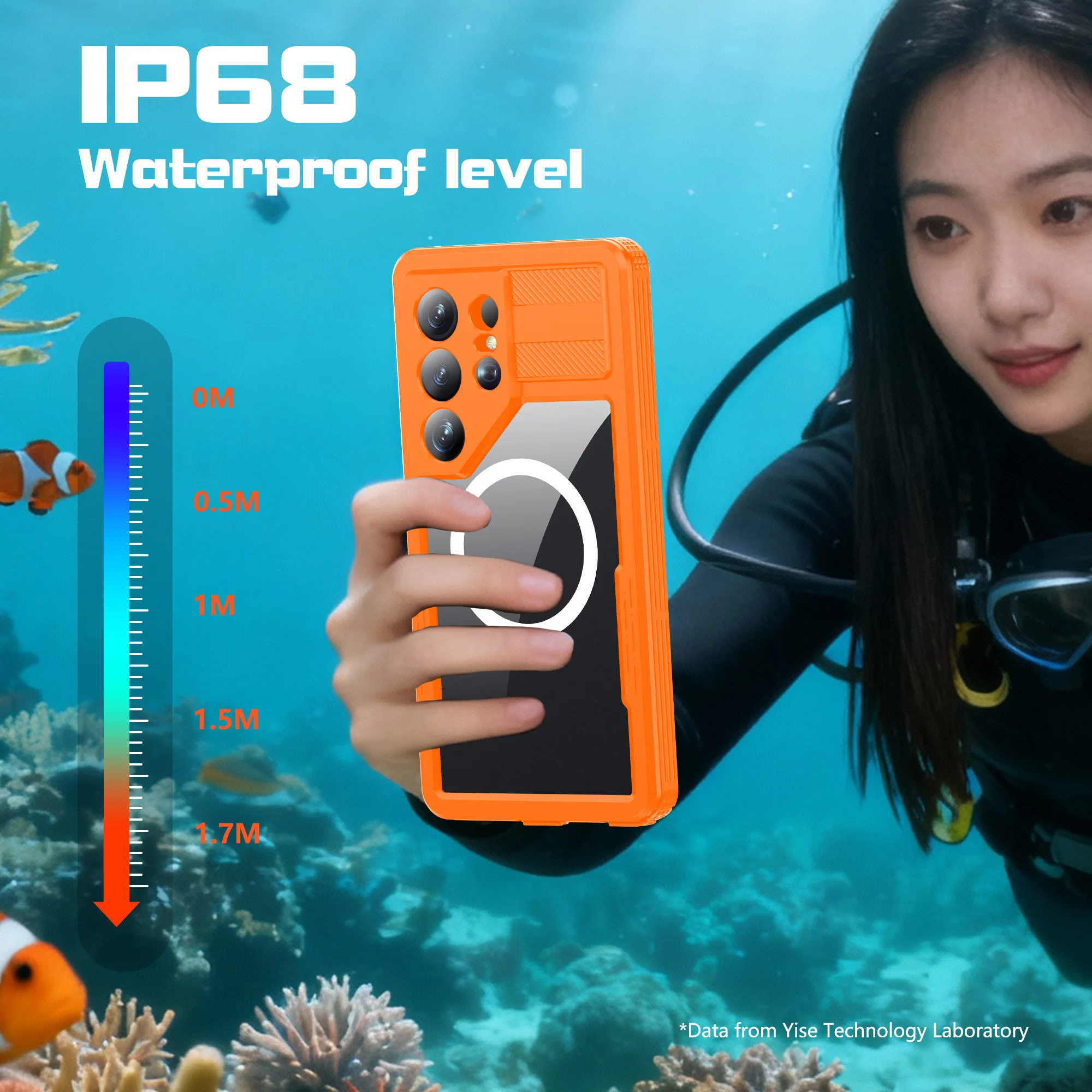 All-Round Protection IP68 Waterproof Magnetic Phone Case with MagSafe and Dustproof Features
