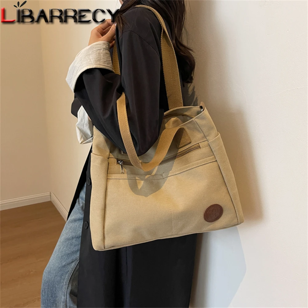 

2023 Новые многофункциональные женские сумки через плечо, Высококачественная холщовая женская сумка, однотонная женская сумка на плечо, женская сумка