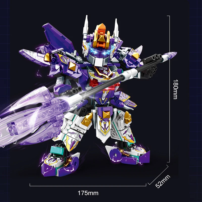 Mecha Warrior Building Blocks Super Hero Purple Robot DIY Assembly Figure Boy Bi