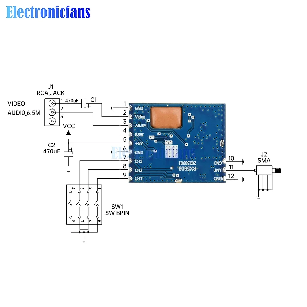 RX5808 수신기 모듈 무선 오디오 비디오 수신기 모듈 FPV 시스템용 5.8G SPI 제어 RC 헬리콥터 대역폭 4.86.0GHz